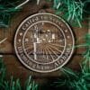 LDS Alabama Birmingham Mission Christmas Ornament surrounded by a Simple Reef