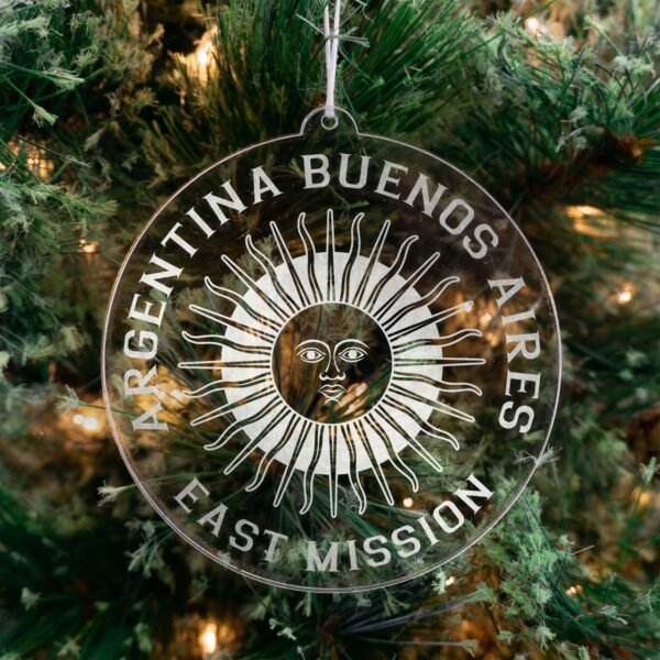 LDS Argentina Buenos Aires East Mission Christmas Ornament hanging on a Tree