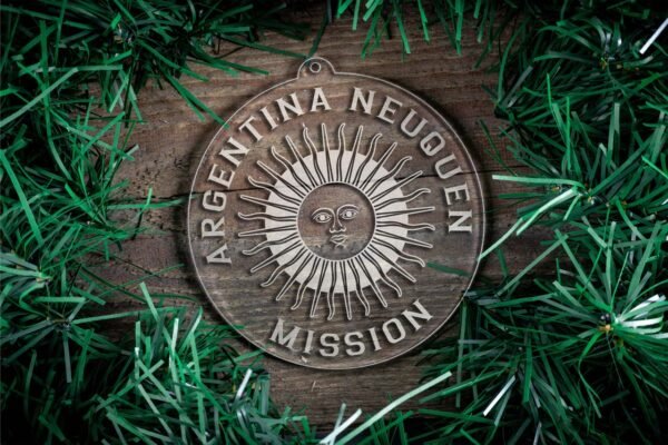LDS Argentina Neuquen Mission Christmas Ornament surrounded by a Simple Reef