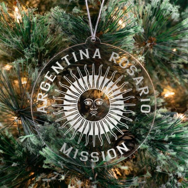 LDS Argentina Rosario Mission Christmas Ornament hanging on a Tree