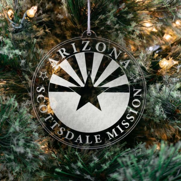 LDS Arizona Scottsdale Mission Christmas Ornament hanging on a Tree