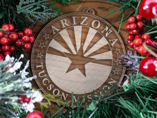 LDS Arizona Tucson Mission Christmas Ornament with Christmas Decorations