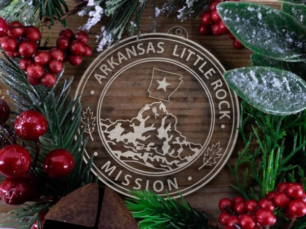 LDS Arkansas Little Rock Mission Christmas Ornament with Christmas Decorations