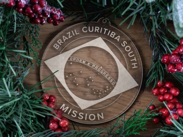 LDS Brazil Curitiba South Mission Christmas Ornament with Christmas Decorations