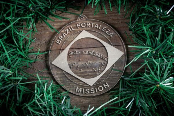 LDS Brazil Fortaleza Mission Christmas Ornament surrounded by a Simple Reef