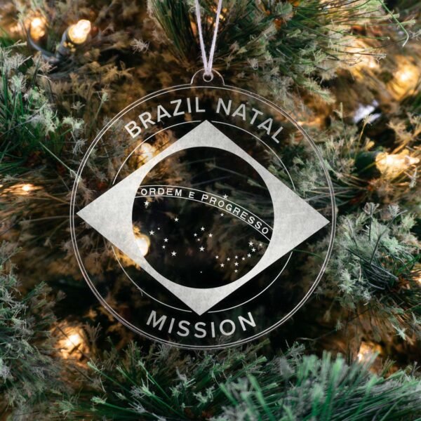LDS Brazil Natal Mission Christmas Ornament hanging on a Tree