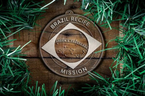 LDS Brazil Recife Mission Christmas Ornament surrounded by a Simple Reef