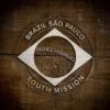 LDS Brazil Sao Paulo South Mission Christmas Ornament laying on a Wooden Background