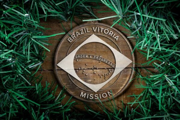 LDS Brazil Vitoria Mission Christmas Ornament surrounded by a Simple Reef