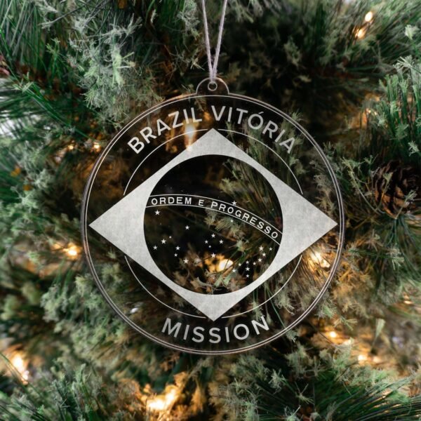 LDS Brazil Vitoria Mission Christmas Ornament hanging on a Tree