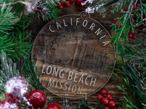 LDS California Long Beach Mission Christmas Ornament with Christmas Decorations