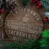 LDS California Sacramento Mission Christmas Ornament with Christmas Decorations
