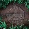 LDS California Sacramento Mission Christmas Ornament surrounded by a Simple Reef