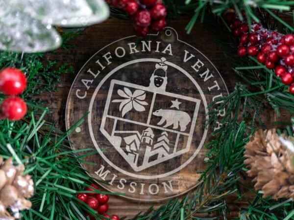 LDS California Ventura Mission Christmas Ornament with Christmas Decorations