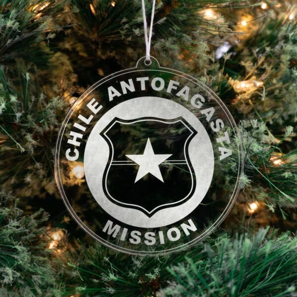 LDS Chile Antofagasta Mission Christmas Ornament hanging on a Tree