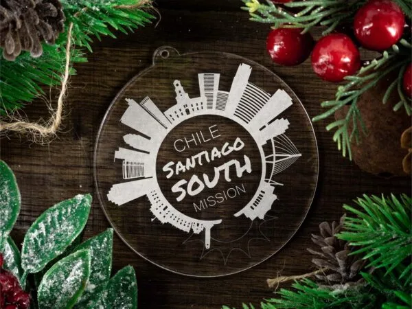 LDS Chile Santiago South Mission Christmas Ornament with Christmas Decorations