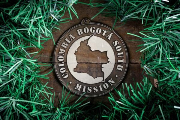 LDS Colombia Bogota South Mission Christmas Ornament surrounded by a Simple Reef