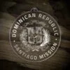 LDS Dominican Republic Santiago Mission Christmas Ornament laying on a Wooden Background