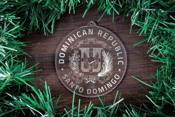 LDS Dominican Republic Santo Domingo East Mission Christmas Ornament surrounded by a Simple Reef
