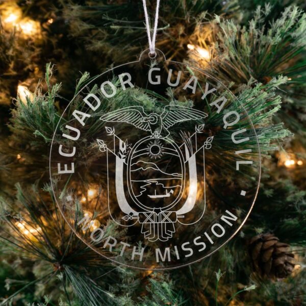 LDS Ecuador Guayaquil North Mission Christmas Ornament hanging on a Tree
