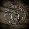 LDS Ecuador Quito North Mission Christmas Ornament laying on a Wooden Background
