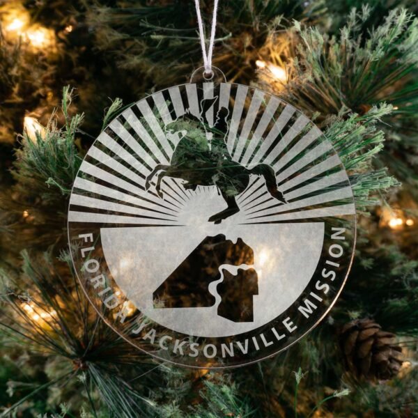 LDS Florida Jacksonville Mission Christmas Ornament hanging on a Tree
