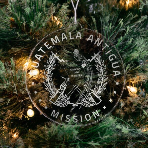 LDS Guatemala Antigua Mission Christmas Ornament hanging on a Tree