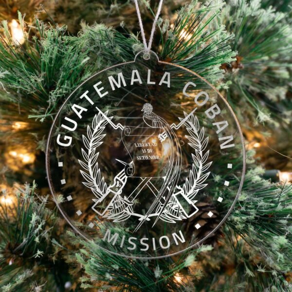 LDS Guatemala Coban Mission Christmas Ornament hanging on a Tree
