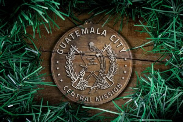 LDS Guatemala Guatemala City Central Mission Christmas Ornament surrounded by a Simple Reef