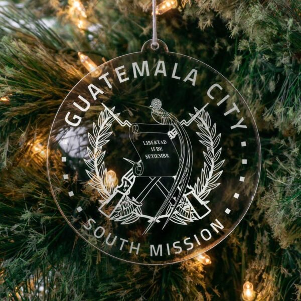 LDS Guatemala Guatemala City South Mission Christmas Ornament hanging on a Tree