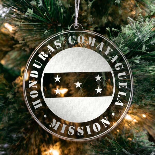 LDS Honduras Comayaguela Mission Christmas Ornament hanging on a Tree