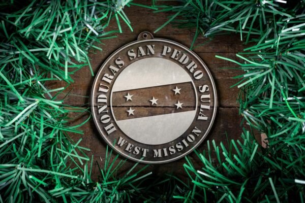 LDS Honduras San Pedro Sula West Mission Christmas Ornament surrounded by a Simple Reef