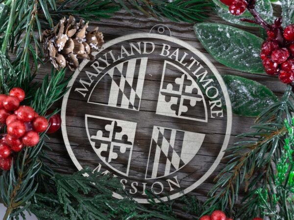 LDS Maryland Baltimore Mission Christmas Ornament with Christmas Decorations
