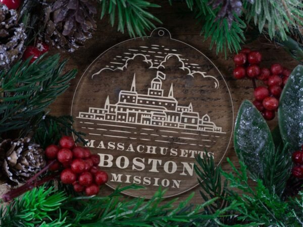 LDS Massachusetts Boston Mission Christmas Ornament with Christmas Decorations
