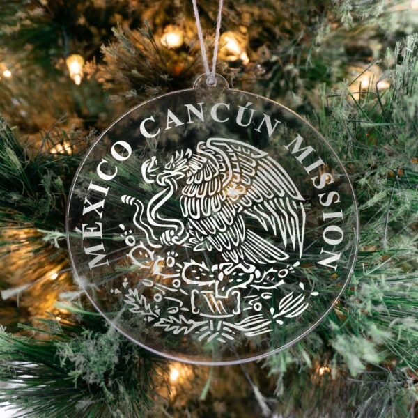 LDS Mexico Cancun Mission Christmas Ornament hanging on a Tree