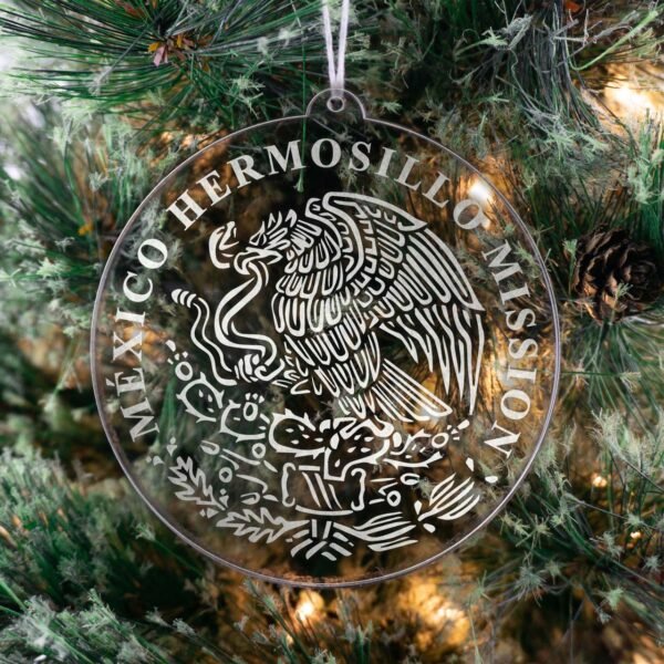 LDS Mexico Hermosillo Mission Christmas Ornament hanging on a Tree