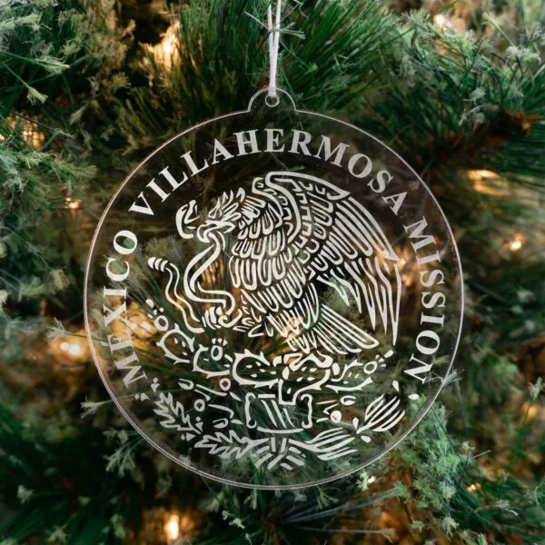 LDS Mexico Villahermosa Mission Christmas Ornament hanging on a Tree