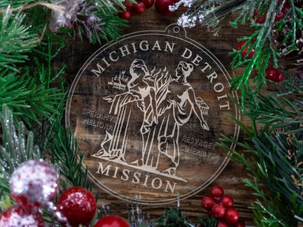 LDS Michigan Detroit Mission Christmas Ornament with Christmas Decorations