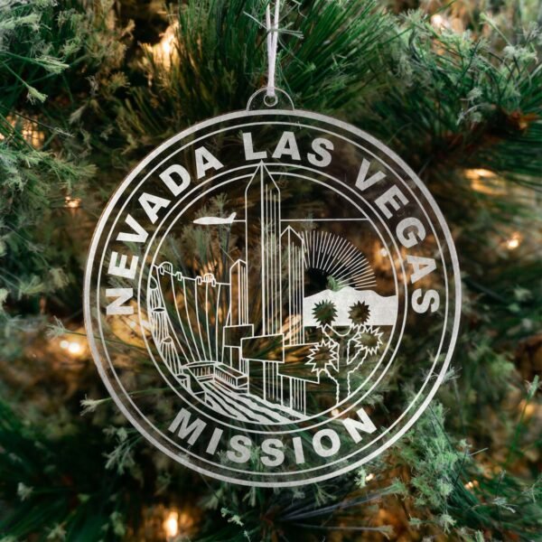 LDS Nevada Las Vegas Mission Christmas Ornament hanging on a Tree