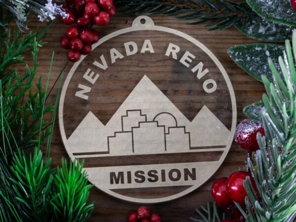 LDS Nevada Reno Mission Christmas Ornament with Christmas Decorations