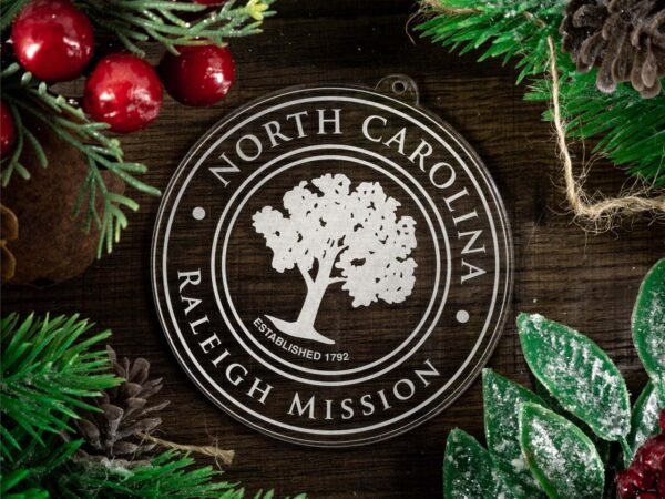 LDS North Carolina Raleigh Mission Christmas Ornament with Christmas Decorations