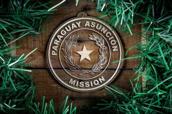 LDS Paraguay Asuncion Mission Christmas Ornament surrounded by a Simple Reef