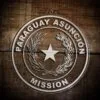 LDS Paraguay Asuncion Mission Christmas Ornament laying on a Wooden Background