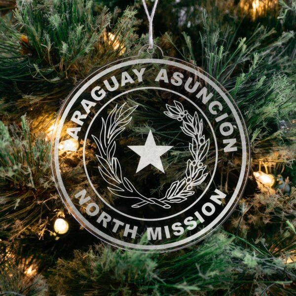 LDS Paraguay Asuncion North Mission Christmas Ornament hanging on a Tree