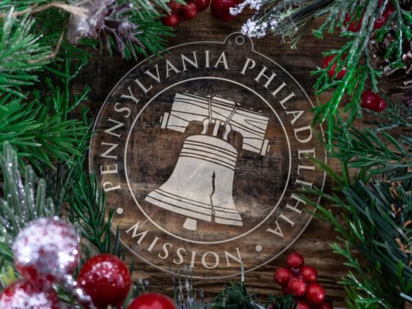 LDS Pennsylvania Philadelphia Mission Christmas Ornament with Christmas Decorations