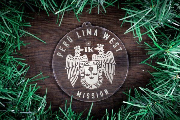 LDS Peru Lima West Mission Christmas Ornament surrounded by a Simple Reef