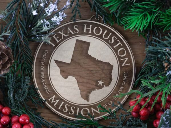 LDS Texas Houston Mission Christmas Ornament with Christmas Decorations