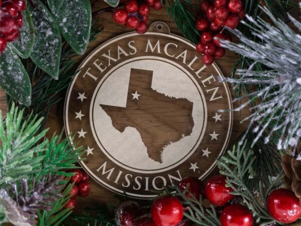 LDS Texas McAllen Mission Christmas Ornament with Christmas Decorations