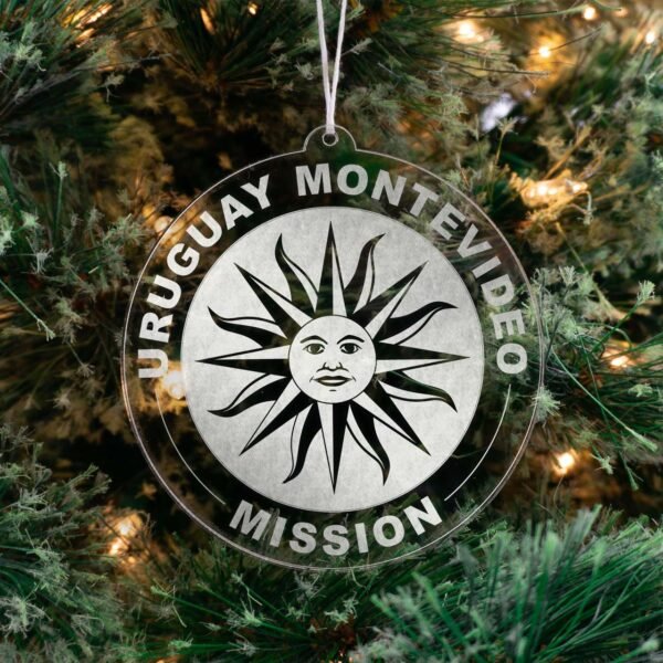 LDS Uruguay Montevideo Mission Christmas Ornament hanging on a Tree