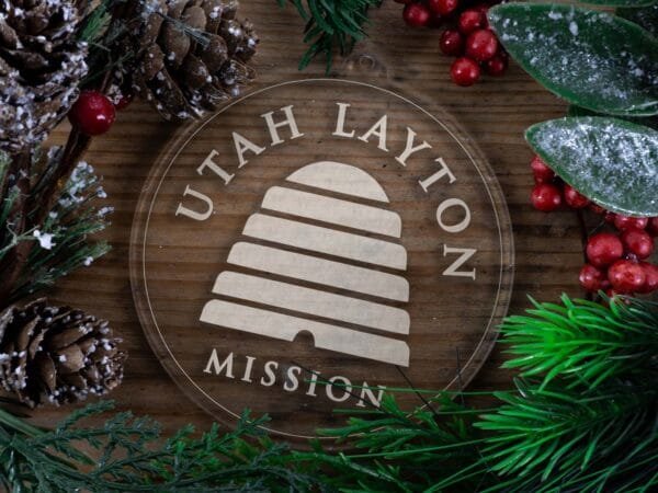 LDS Utah Layton Mission Christmas Ornament with Christmas Decorations